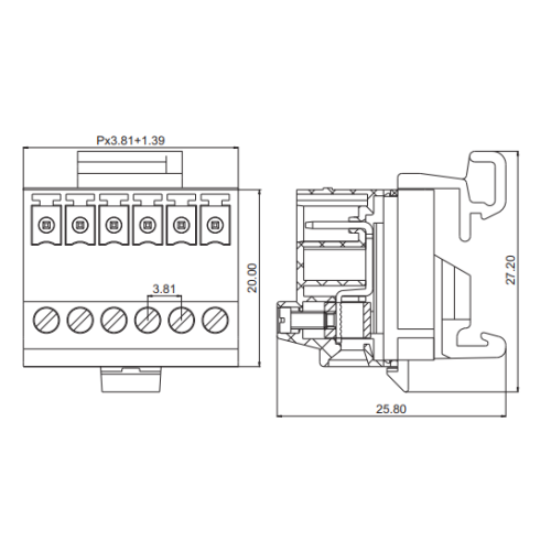 Weld-free butt rail male and female plug-in terminal blocks